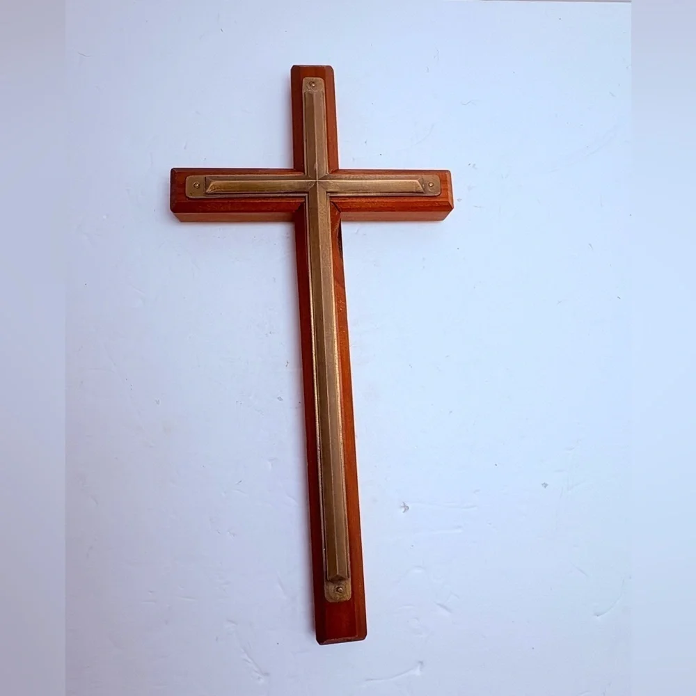 Vintage Wooden and Brass Cross/Crucifix